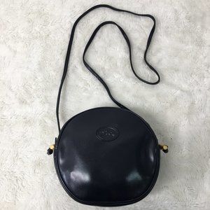 Longchamp Blue Leather Round Crossbody Purse Bag
